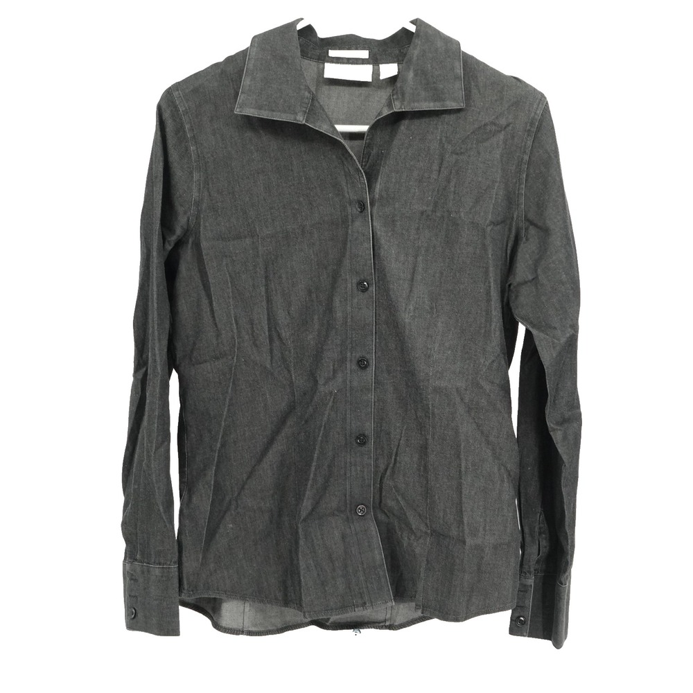 Chico's Button Up Shirt SZ S/4 Business Casual Office Career Workleisure Neutral